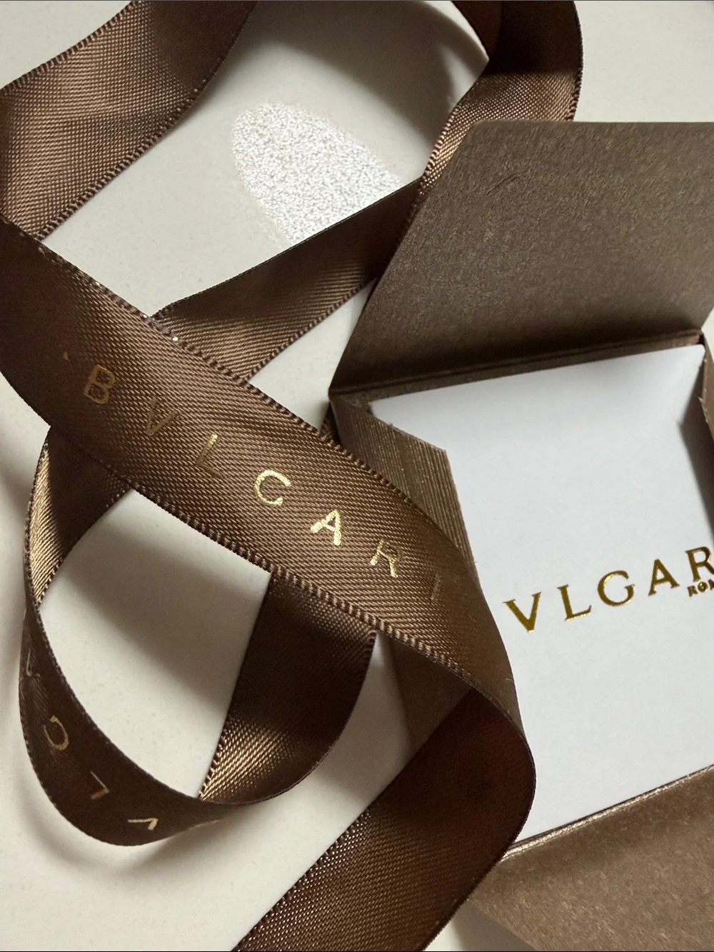 BVLGARI Rose Gold Jewelry Box with Ribbon/ save the children card and envelope
